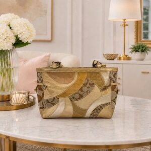 COACH Limited Edition Gold Patchwork Satchel Shoulder Bag E0873-12740
